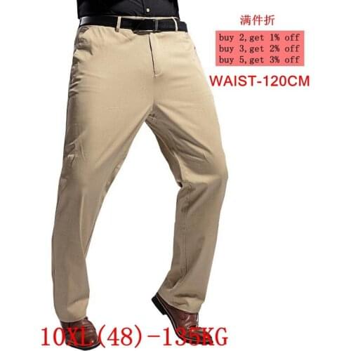 Autumn Mens Casual Pants 5XL 46 48 Stretch Large Size Large Size 7XL 8XL 9XL 10XL Loose Khaki Pants Straight Pants