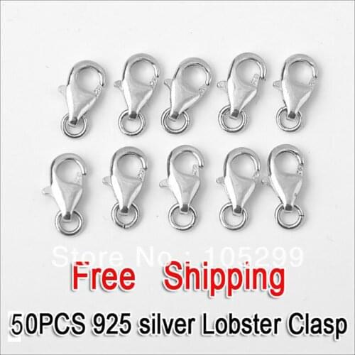 Fast Shipping Wholesale 50pcs a lot 925 Sterling Silver platinum Plate Jewelry findings lobster clasp opening jump rings
