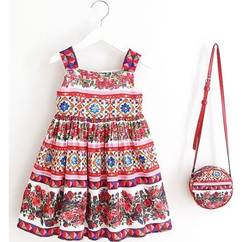 Toddler Girl Dresses Baby Summer Clothes 2021 Brand Princess Dress with Bag Costume for Kids Dress Children Clothing Vestidos