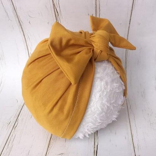 Pleated Baby Hats Big Bowknot Caps For Boy Girl Kids Beanies Newborn Indian Cap Child Infant Spring Summer Headwraps Solid Color