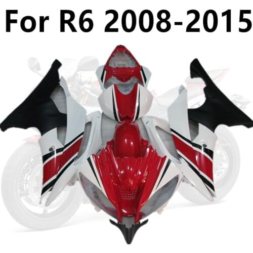 White Red Black Frosted Stripes Motorcycle Full Fairing Kit for YAMAHA R6 2008-2015 YZF600 Cowling 08-09-10-11-12-13-14-15 ABS