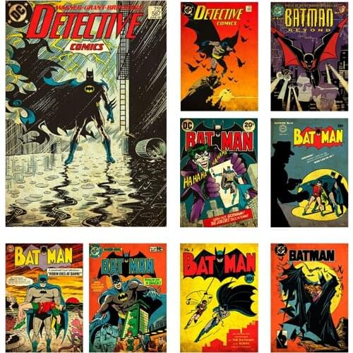 DC Retro Comic Poster Justice League Vintage Rust Canvas Painting Batman Robin Wall Art Decoration Home Bedroom Decor Cuadros