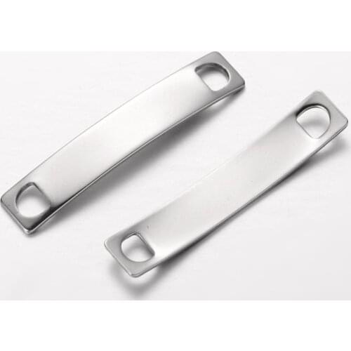304 Stainless Steel Rectangle Links Connector With 1/1 Loop for jewelry making accessories ,38.5x7x1mm, Hole: 4x4mm