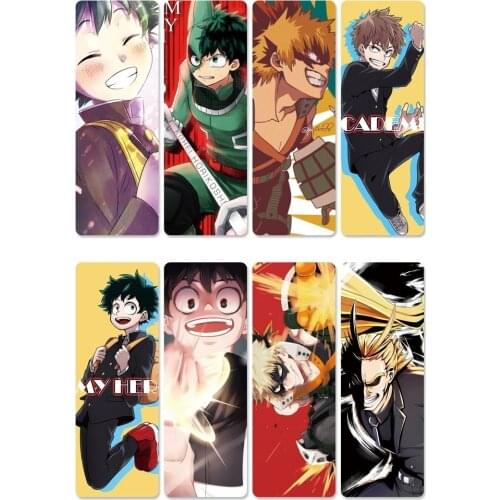 8pcs/set My Hero Academia PVC Bookmarks of Anime Midoriya Izuku All Might Bakugou Katsuki