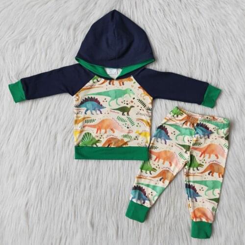 RTS wholesale baby Toddler Boys dinosaur Printed long pants clothing sets Casual boutique outfits