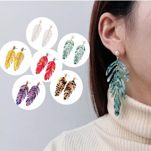 Acrylic leaves earrings fashion Simplicity acetic acid earrings Exaggeration major suit long earrings for Europe and America