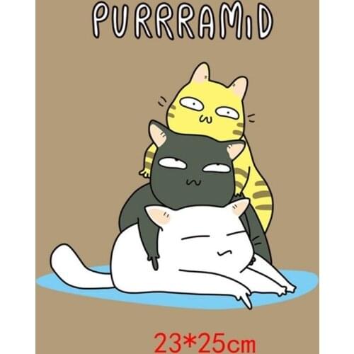Cat Heat Transfers Animal Decoration For Clothes Cute Cat Printed PVC Vinyl Patches Thermal Transfer Decor Iron On Appliques