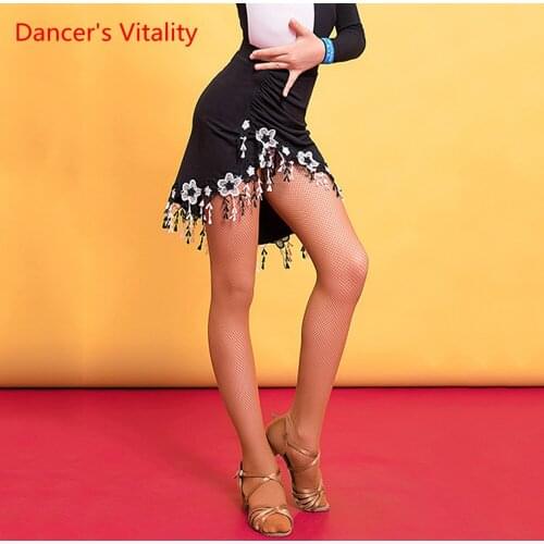 Latin Dance New Childrens Professional Competition Dance macrame Skirt Summer Girls Stage Performance Practice Clothing
