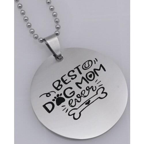 Best dog mom ever stainless steel jewelry family gift Customed picture necklace N432