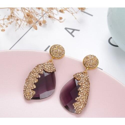 South Koreas New Best Selling Earrings In 2021 Geometric High Quality Dark Purple Woman Fashion Wedding Jewelry