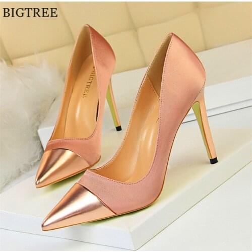 8 Colors Womens High Heels Shoes 2021 New Patent Leather Pointed Toe Women Pumps Shallow Solid Silk Fashion Office Party Shoes