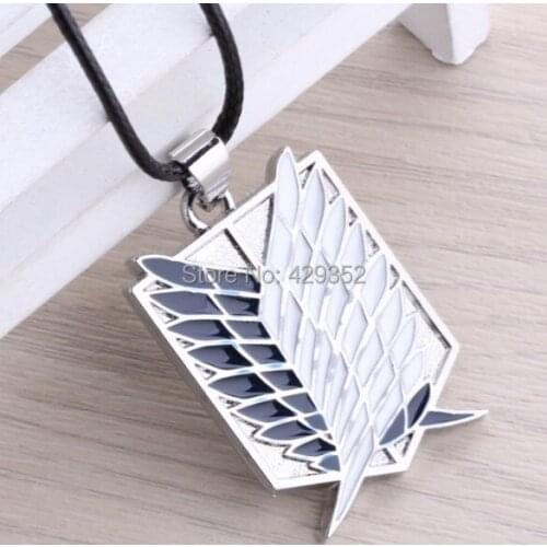 10pcs/lot Attack on Titan Shingeki No Kyojin Cosplay Scouting Recon Corps Necklace Pendant Necklaces For Men Gifts