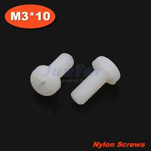 100pcs/lot DIN7985 M3*10 Nylon Phillips Pan Head (Cross recessed pan head) Machine Screws