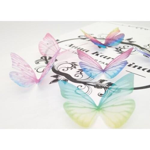 100pcs Sigle Layer Tulle Butterfly DIY Handmade Hairpin Necklace Earring Simulation Gauze Butterfly Jewelry DIY Hair Accessories