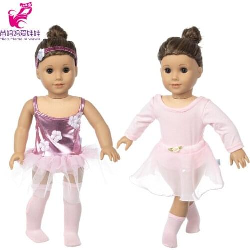 18 Inch Girl Doll Dance Dress Reborn 40cm Baby Doll Pink Tutu Ballet Dress Girl Gifts