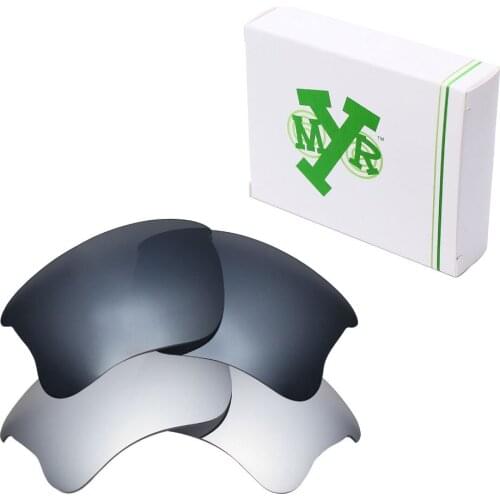 2 Pairs Mryok POLARIZED Replacement Lenses for Oakley Flak Jacket XLJ Sunglasses Silver Titanium & Black IR