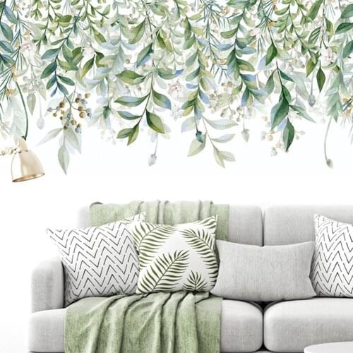 2Pcs Plant Leaf Twig Berry Home Wall Sticker PVC Self-adhesive Living Room Background Decal DIY Home Decoration Posters