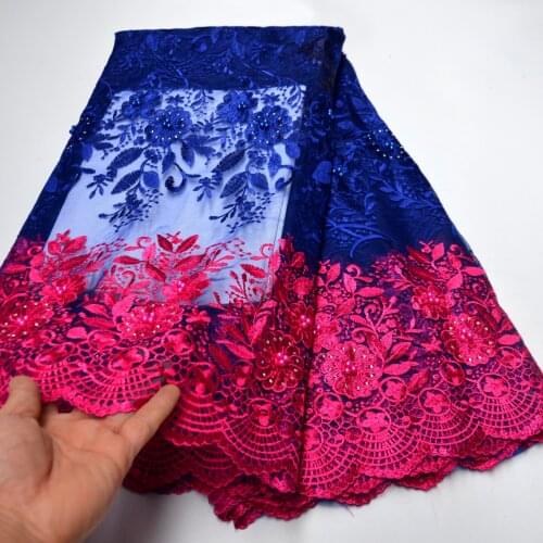 2020 Latest High Quality Blue African Embroidery French Mesh Nigerian Lace with Stones and Beads Wholesale & Retail-N803551-N