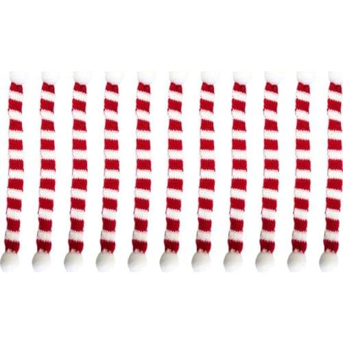 6/12pcs Red And White Mini Christmas Scarf Christmas Stripes Red Wine Bottle Knit Scarf Doll Cover Xmas Party Decoration Cover