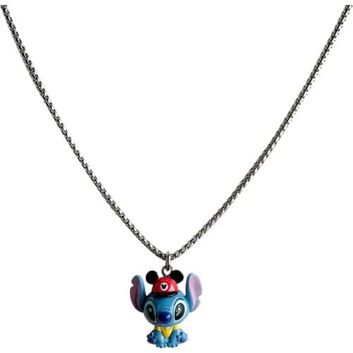 Disney Lilo Stitch Anime Cosplay Accessories Cartoon Childrens Necklace Toys Fashion Long Chain Necklace Birthday Gifts Girls