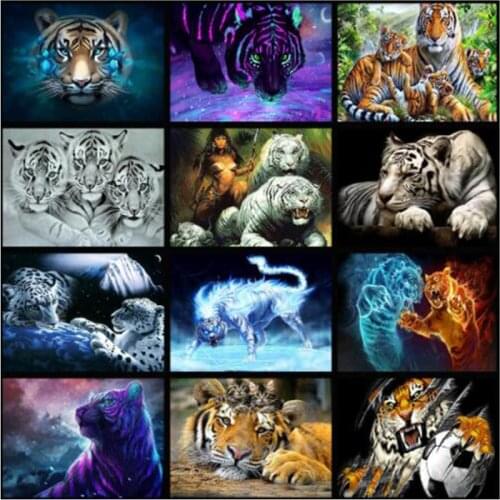 DIY Diamond Painting Animal tiger Cross Stitch Mosaic diamond embroidery Needlework Full Round Rhinestone home decor