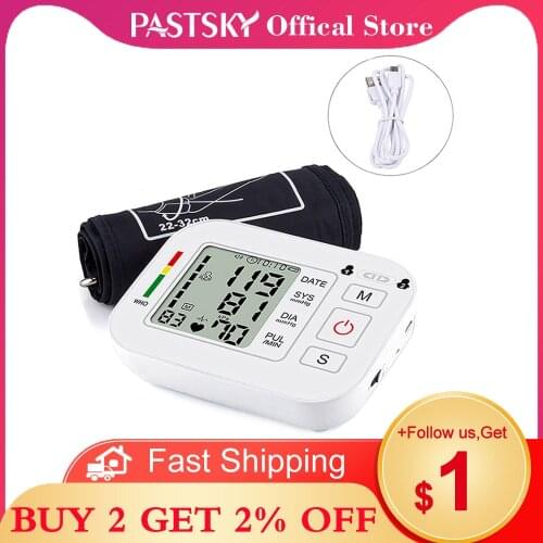 Digital Upper Arm Blood Pressure Meter Monitor USB Charging Automatic Heart Beat Rate Tonometer Sphygmomanometers 99 times