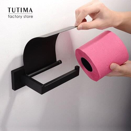 Tutima Matte Black SUS 304 Stainless Steel Toilet Paper Holder Bathroom Toilet Roll Holder Towel Ring Rack Bathroom Accessories