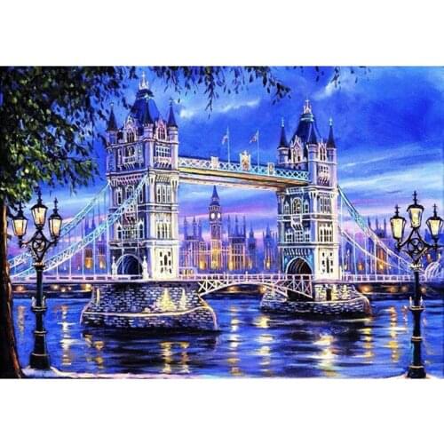 DIY 5D Diamond Embroidery Crystals Diamond Mosaic Picture Tower bridge Landscape Round Diamond Painting Cross Stitch Kits
