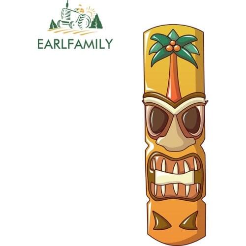 EARLFAMILY 13cm x 3.9cm for Hawaii Tiki Vinyl Car Stickers Motorcycle Helmet Personality Fine Room Waterproof Vehicle Decal
