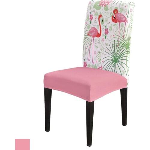 Flamingo Flower Tropical Plant Chair Cover Spandex Elastic Printing Dining Chair Kitchen Seat Case Stretch