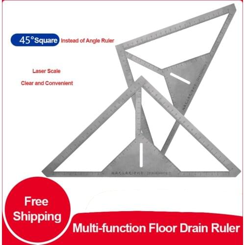 HotXYZ Multi-function Floor Drain Ruler Precisely Triangle Ruler Stainless Steel Durable Angle Craftsman Flower Pattern Tile