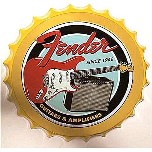 Royal Tin Sign Bottle Cap Metal Tin Sign Guitars Musical Instrument Diameter inches, Round Metal Signs for Home