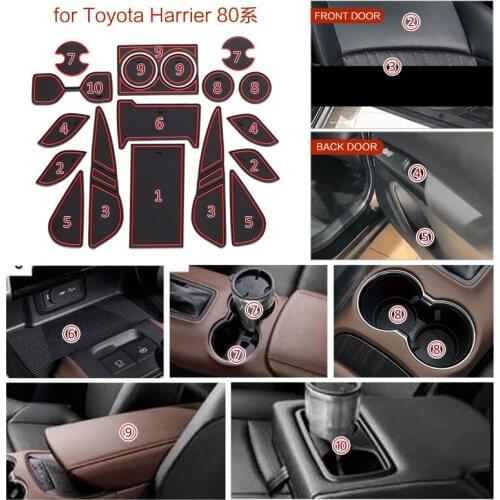 Gate Slot Pad for TOYOTA HARRIER 80 Series of 2014-2016 Interior Door Pad/Cup Dust Mats Water Coaster Non-slip Car Decor