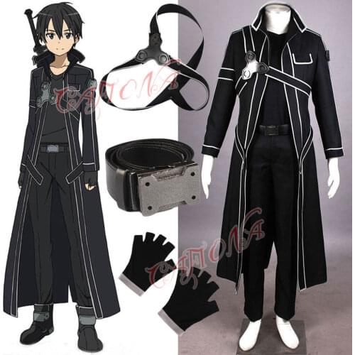 Cafiona Cheap Sword Art Online Kirito Kazuto Kirigay Cosplay Costume Cool Man Outfit Custom Made