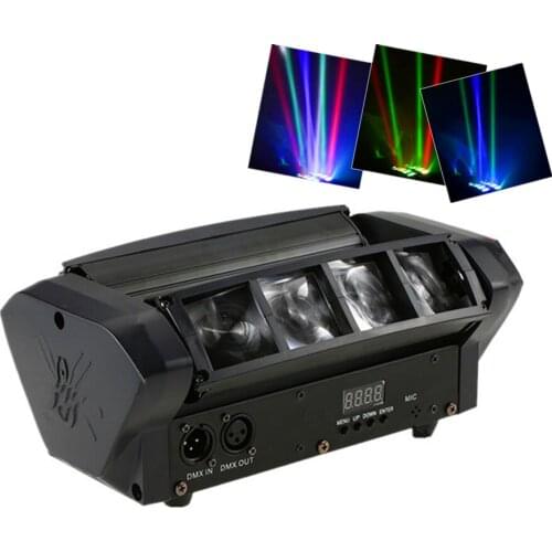 Mini LED Spider Light RGBW Beam Effect LED Stage Lights Sound Activated DMX512 Control DJ Disco Lighting For Wedding Home Party