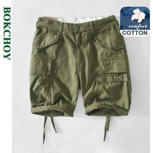 2021 Summer Spring New Men Casual Tie Multi-pocket Workwear Shorts Mid-waist Khaki Army Green Pants GA-T111