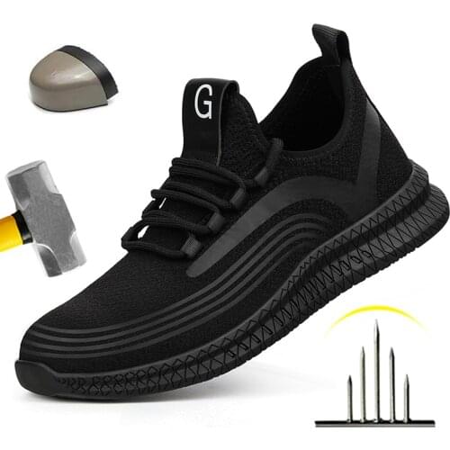 Male Work Shoes New Safety Boots Steel Toe Shoes Work Sneakers Fashion Men Shoes Puncture-Proof Indestructible Protective Shoes