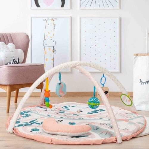 NEW 2021 Hand In Hand Toys 3 in1 Play Mat, Mat, and Toy Bag or Diaper Bag, abdominal and Back Support Cushion, Rustic Toy