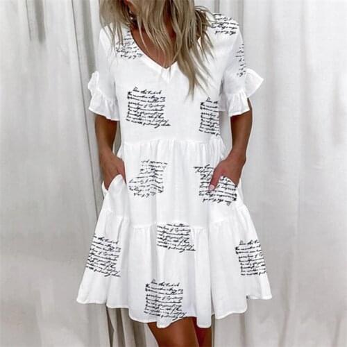 Trend Loose Pocket Casual Floral Print Dress Women A-Line Ruffles Plus Size Beach Vestido Summer Female Oversized Party Dresses