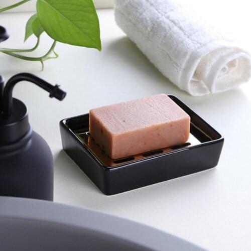 Rectangle Bathroom Stainless Steel Ceramic Double Layer Drainer Soap Tray Holder
