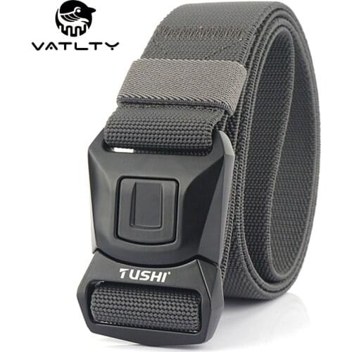 VATLTY Convenient Men Stretch Belt Rust-proof Metal Buckle Tough Nylon Outdoor Sports Elastic Belt Hunting Hiking Tactical Belt