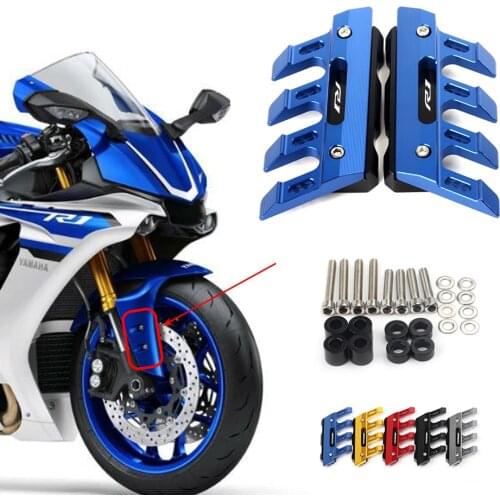 With Logo For Yamaha R1 R1m YZF-R1 YZFR1 Motorcycle CNC Accessories Mudguard Side Protection Block Front Fender Anti-Fall Slider