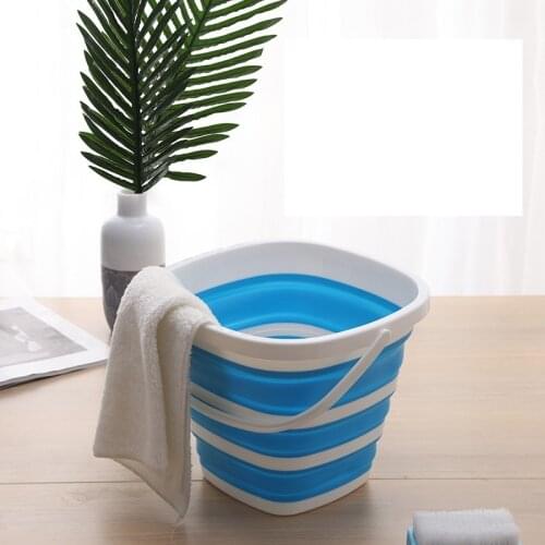 Silicone Bucket for Fishing Promotion Folding Bucket Car Wash Outdoor Fishing Supplies Square 10L Bathroom Kitchen Camp Bucket