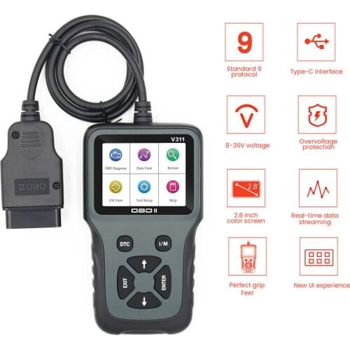 V311 OBD 2 II Scanner Handheld Color LCD Display OBD2 Practical Multi-Functional Durable Portable Auto Car Diagnostic Tool