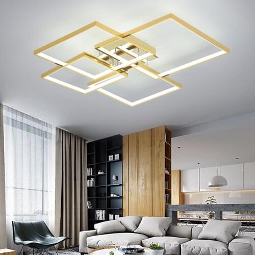 Modern LED Ceiling Light For Living room Dining Bedroom luminarias para teto Chrome/Gold Plated AC90-260V Lighting Light Fixture