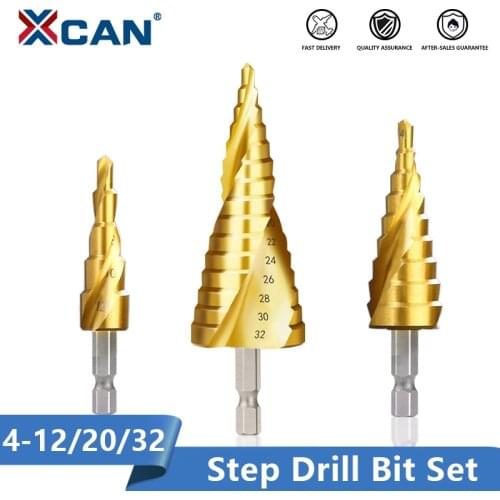 Xcan 3pcs 4-12/20/32mm HSS Spiral Grooved Center Drill Bit Solid Carbide Mini Drill Accessories Titanium Step Cone Drill Bit