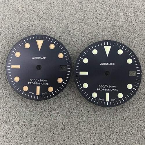 28.5mm Three-dimensional Watch Dial Green Luminous Dial for NH35 Movement SKX007 Modification Accessories