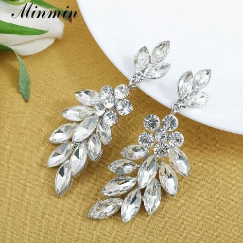 Minmin Horse eye rhinestone Long Earrings for Women Crystal Earrings Bridal Wedding Engagement Earrings MEH1749
