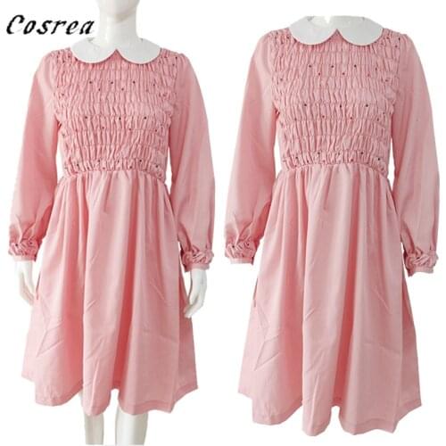 Stranger Things Dustin Cosplay Nancy Wheeler Women Dress Stranger Things Costume Eleven Outfit 11 Pink Sleeve Long Girls Dress