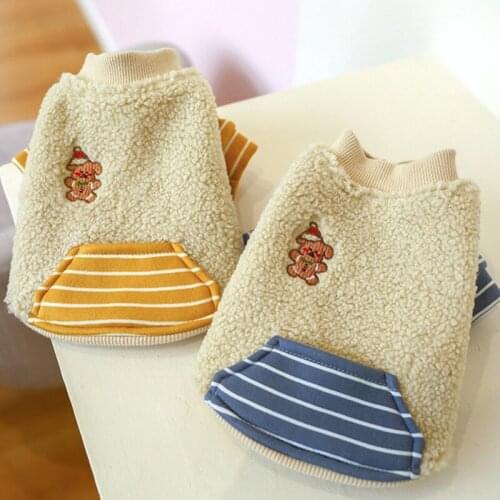 Winter Dog Clothes Pet Fleece Coats With Striped Pocket Dog Costume Jacket Chihuahua Pullover For Small Medium Dog Accessories